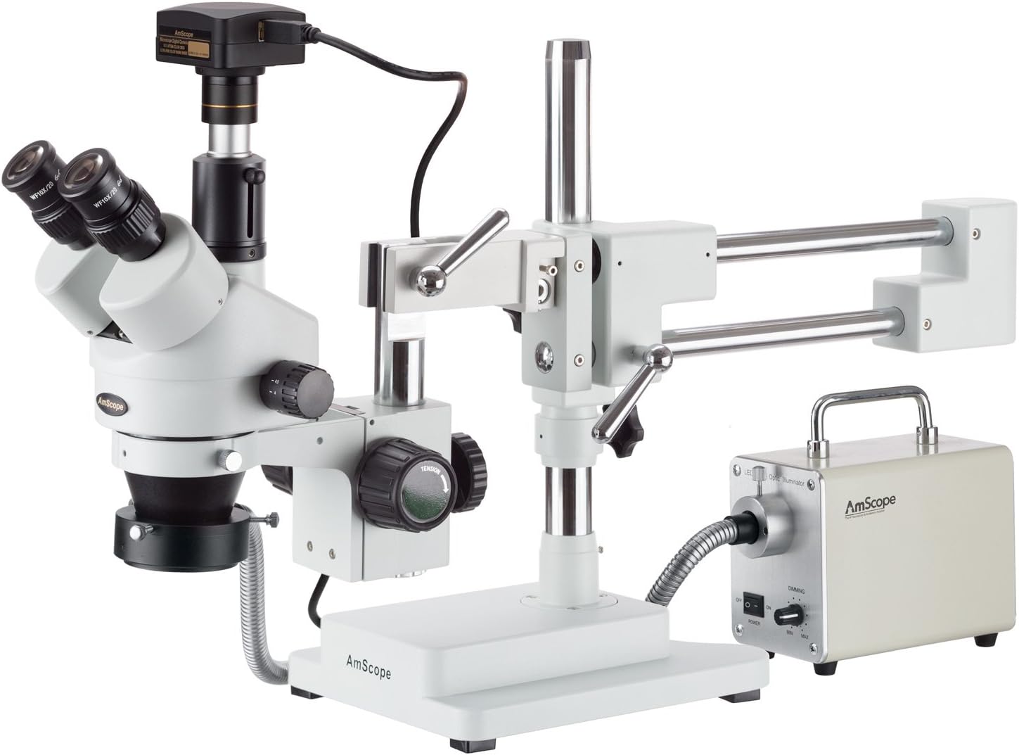 AmScope 3.5X-90X Zoom Stereo Trinocular Microscope with LED Fiber Optic Ring Light and 10MP USB3 Camera