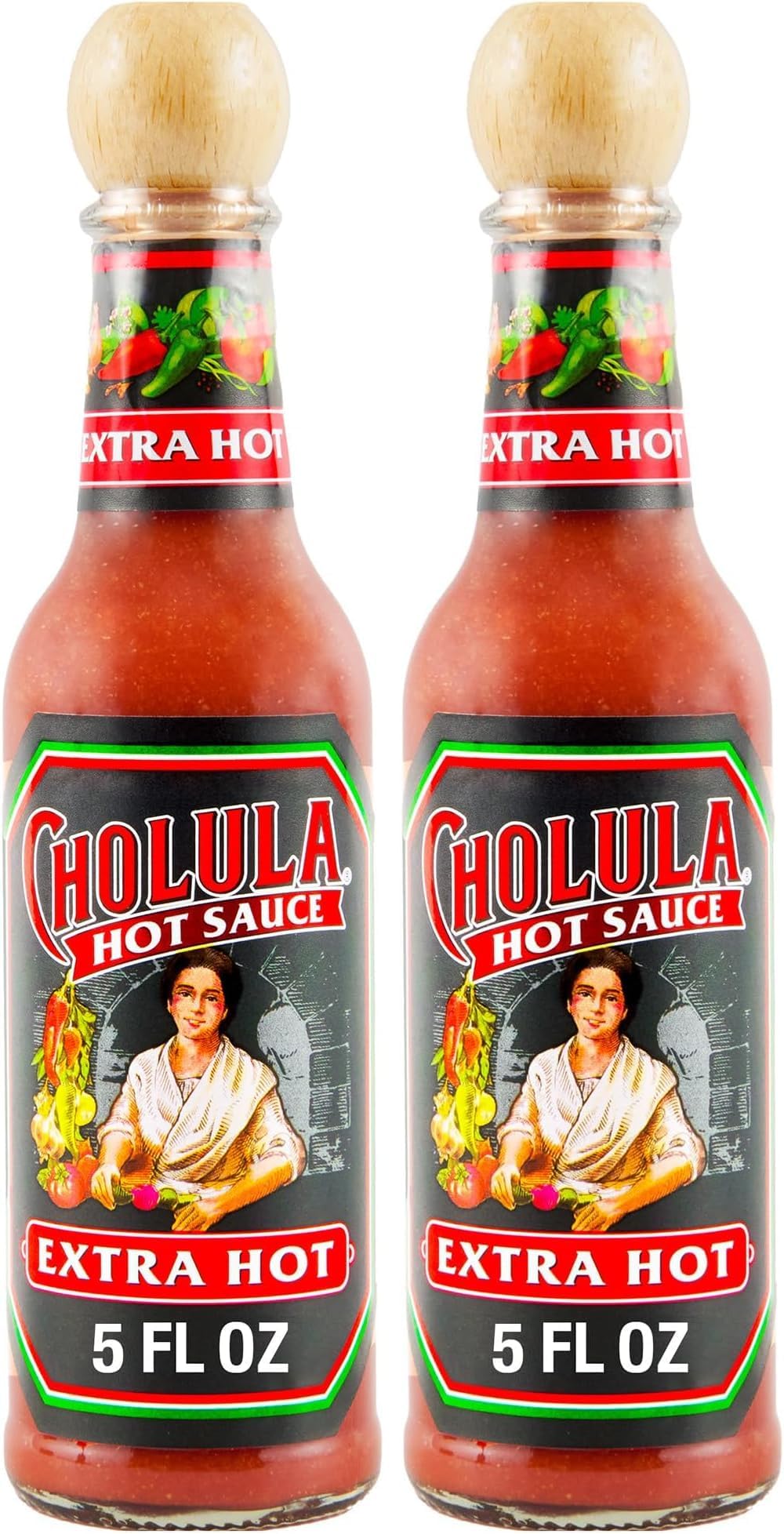 Hot Sauce, Extra Spicy, Product of Mexico, Blend of Arbol & Piquin Peppers for Bringing Extra Heat to Tacos, Eggs, Pizza and More, 5 fl oz (Pack of 2)