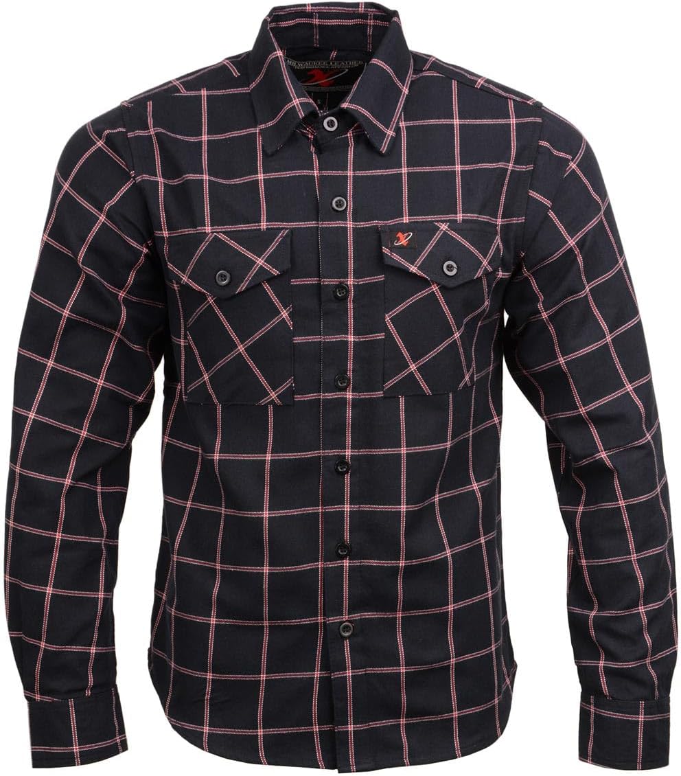 Milwaukee Leather MNG11651 Men's Black and Red Long Sleeve Cotton Flannel Shirt - Large - Image 6