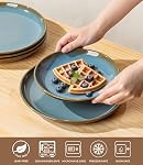 LERATIO Stoneware Dinnerware Ensembles pour 4, 12 Pièces Plaques et bols en céramique, Ensemble de vaisselle résistant aux égratignures, Four, Micro-ondes & Lave-vaisselle bleu-océan