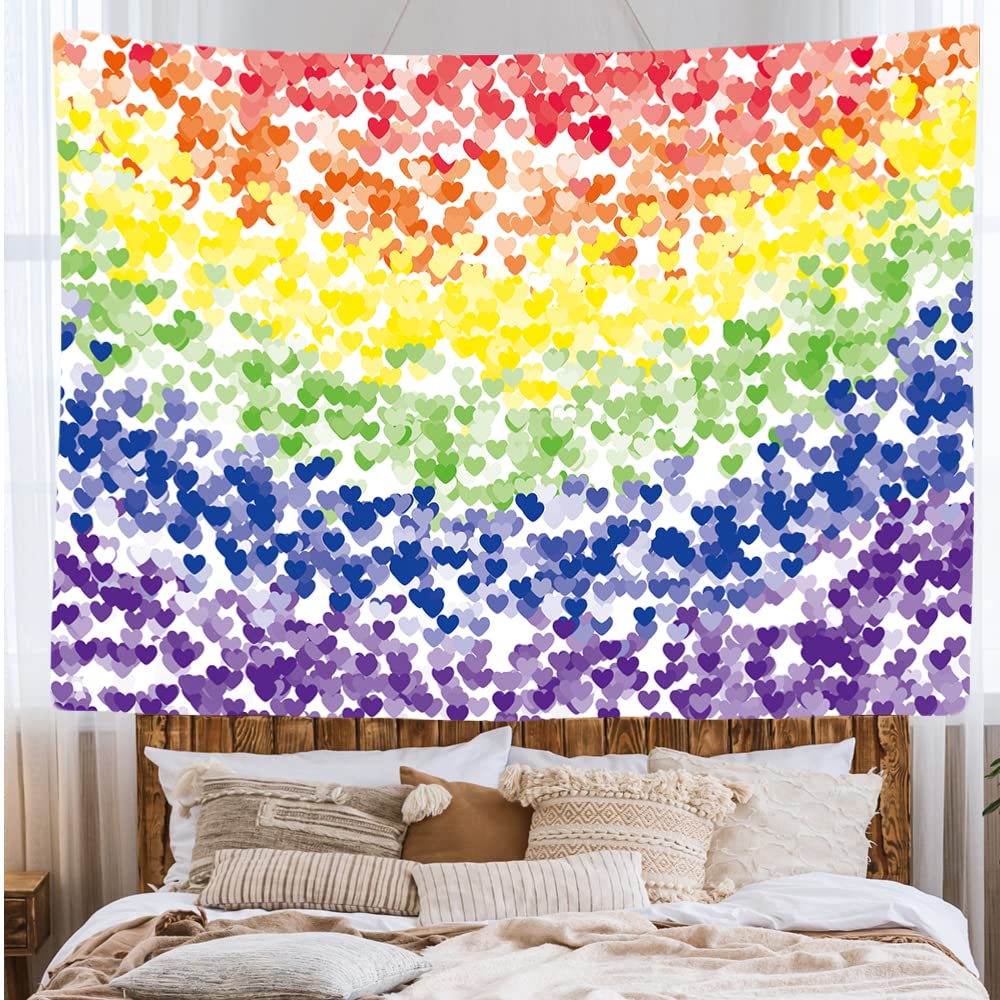 Ulticool - Rainbow Flag Decorative Hearts - Tapestry - 200 x 150 cm - Large Tapestry - Poster Decoration Love Gift Love You - Image 2