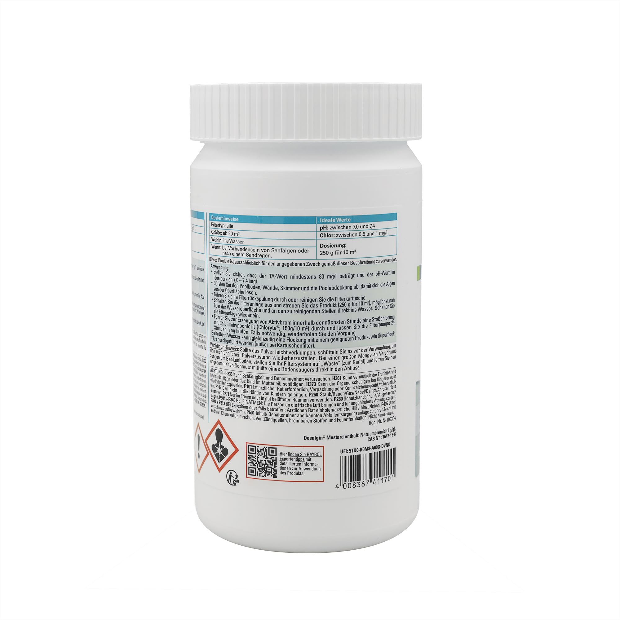 BAYROL Desalgin Mustard - 1,5kg | Anti-Algues Concentré - Destruction de l'Algue Moutarde - Double Action Curative (Choc) et Préventive + 10 Tests HPS OFFERTS 6 en 1