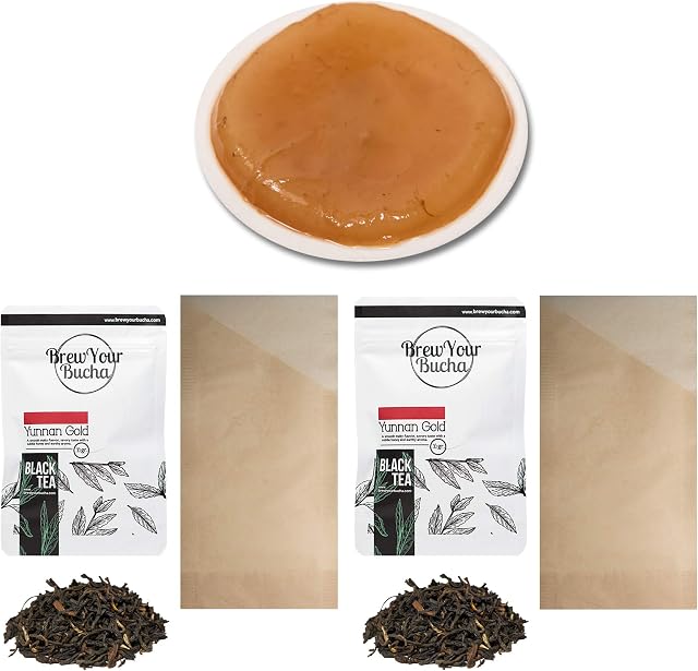 Brew Your Bucha Kombucha Tea SCOBY with starter fluid. (TEA AND SCOBY COMBO PACK)