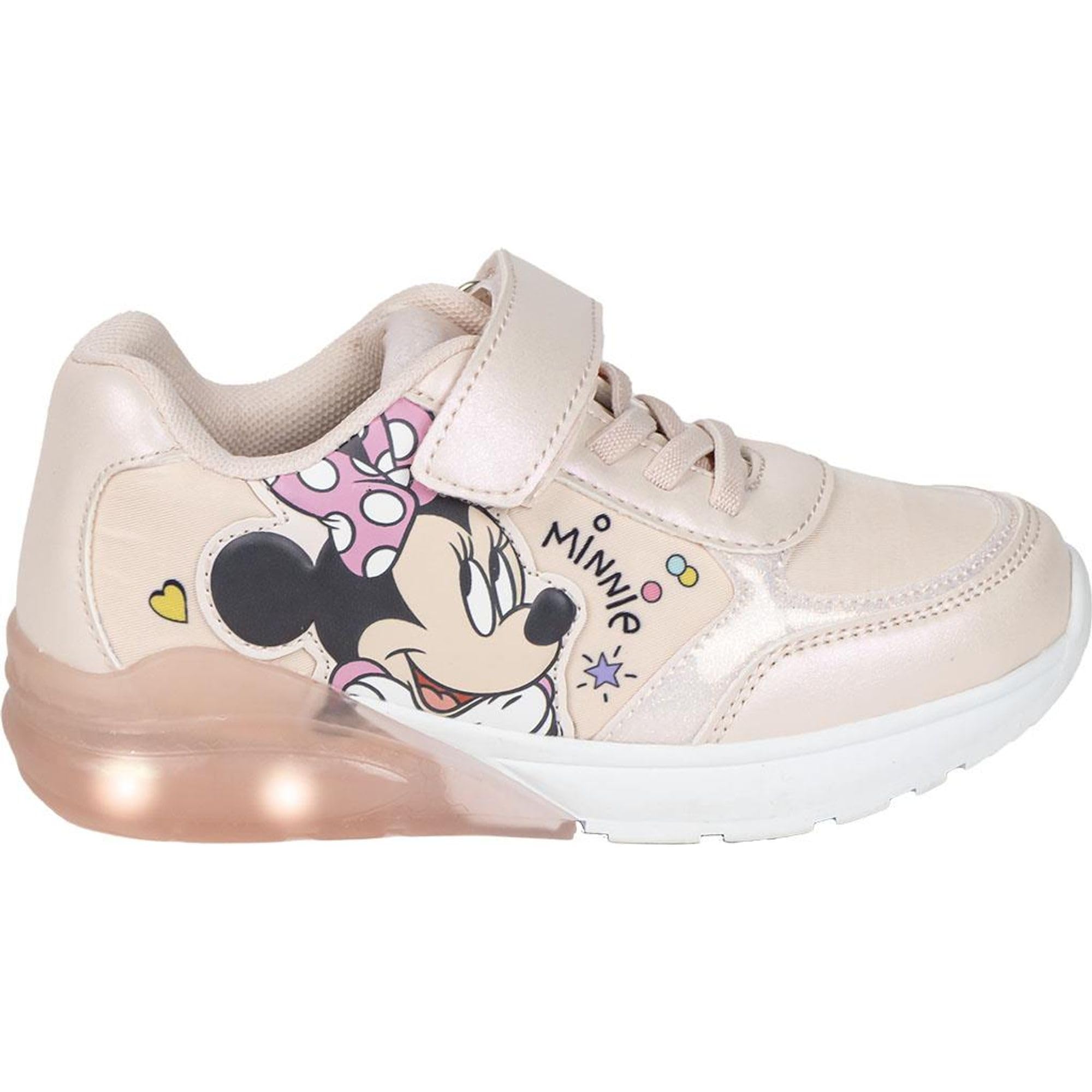 Minnie's Sneakers for Kids - Pink - Size 11 - Velcro Closure - Sneakers with TPR Sole and LED Light - Rear Pull-On - Original Product Designed in Spain