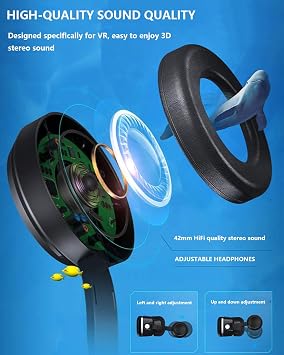 VR Headset for Phone, Virtual Reality Headsets with HD 110°FOV Anti-Blue Light Lenses Compatible iPhone/Android 4.7-7.2 Kids girls and boys gifts toys (Black)