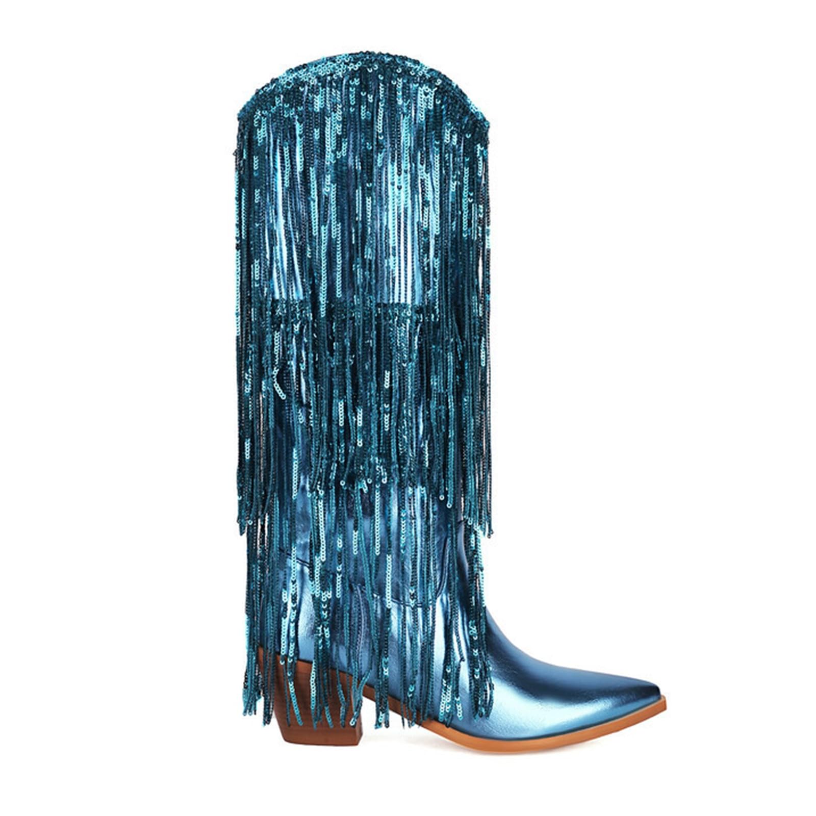 Damen Cowboystiefel Mit Fransen Für Winterstiefel Gefüttert Elegant