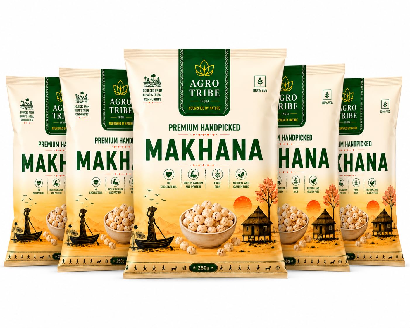 Agro Tribe India Bihar Farm-Grown Premium Makhana (Phool Makhana/Fox Nuts) | Large & Uniform Size | Direct from Own Farm | Ideal for Roasting | Natural Plant Protein Snack | (250 g (Pack of 5))-image-17