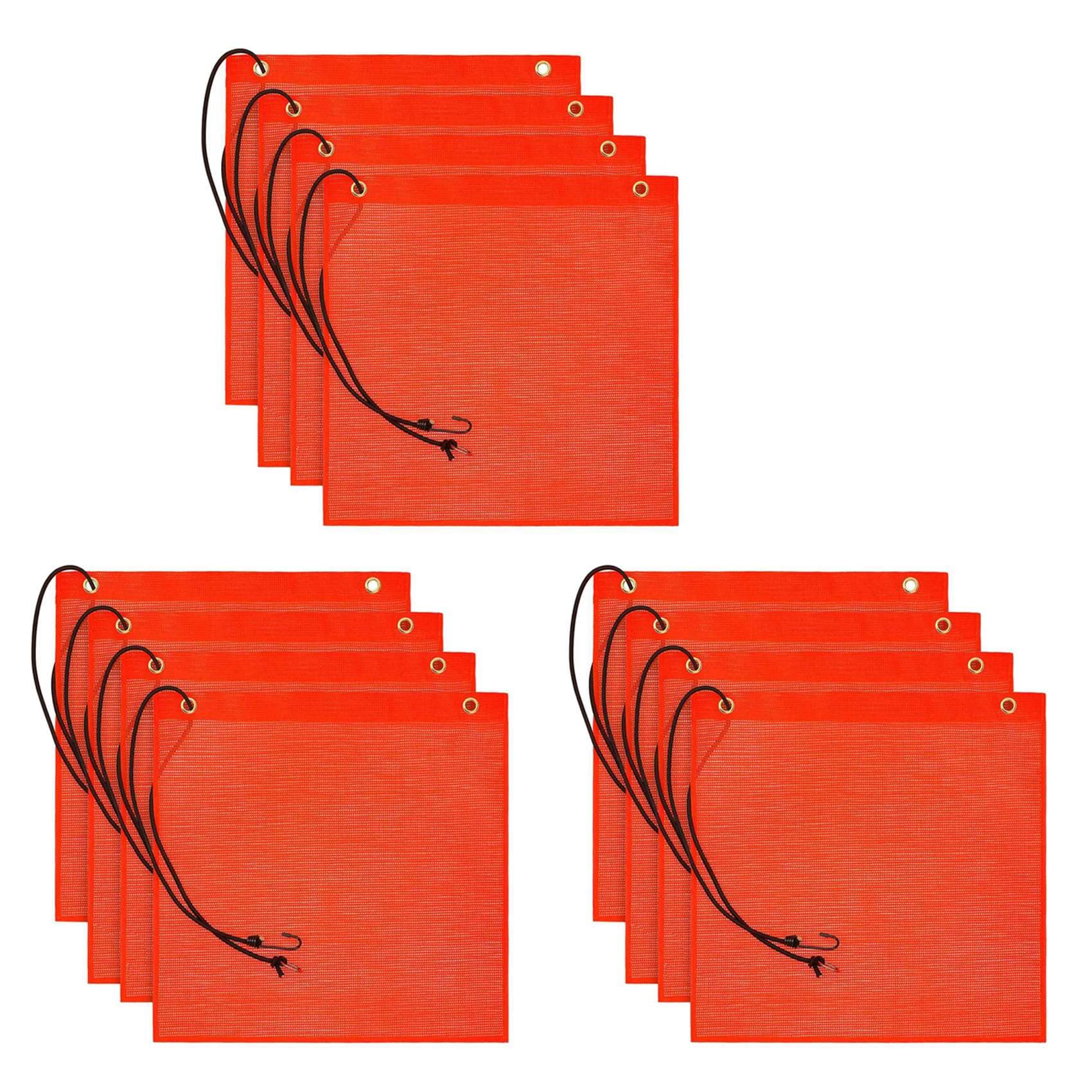 rieder de Seguridad de 12 Piezas 18X18 Pulgadas Bandera Advertencia Naranja Bandera de Seguridad Elástica, Buena Visibilidad Bandera Resistente Una La Intemperie con Ojales