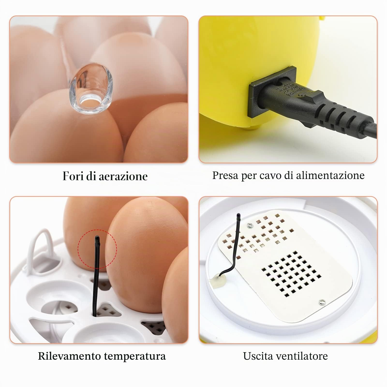 7 Incubatrice per Uova di Gallina con Controllo Della Temperatura, Incubatrice per Uova Di Rettile con Display Digitale a Led per Galline, Anatre, Oche, Piccioni, Quaglie