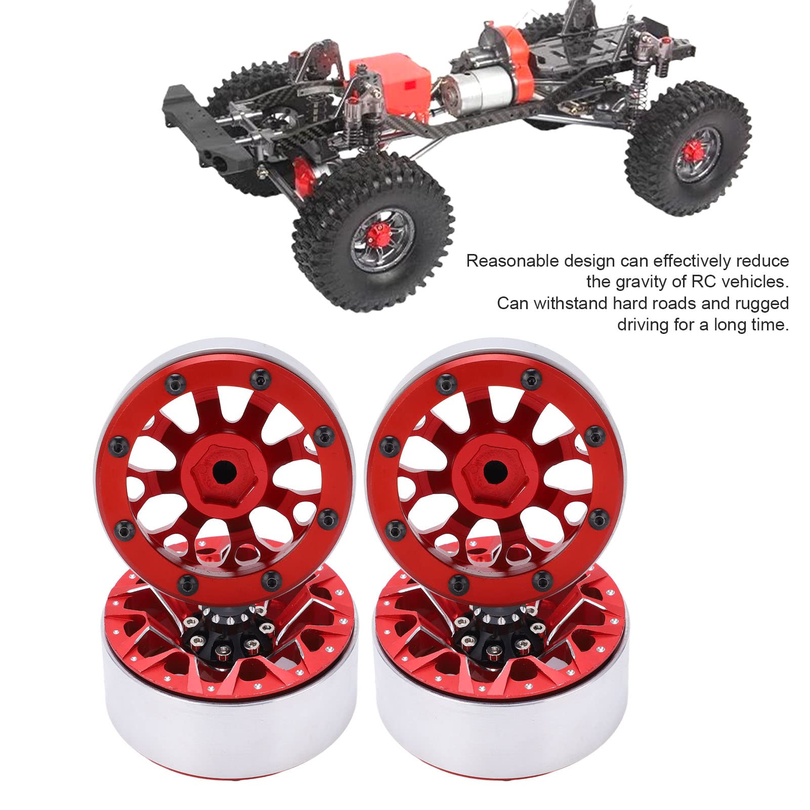 Juego de 4 cubos de rueda metálicos de 1,9 pulgadas para accesorios de mejora del coche teledirigido SCX10 D90 1/10