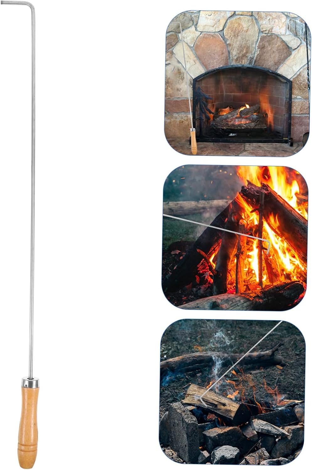 Tool Upgraded Fireplace Poker Heavy-Duty Fire Tool for Outdoor Campfire BBQ and Fireplace Use Lightweight Portable Design