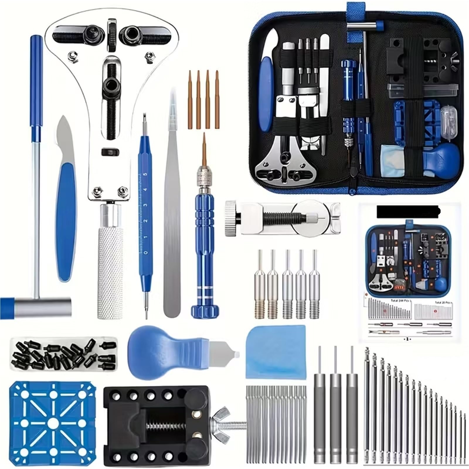 Kits de reparación de relojes de 185 piezas, herramientas de reemplazo de batería, extracción de correa
