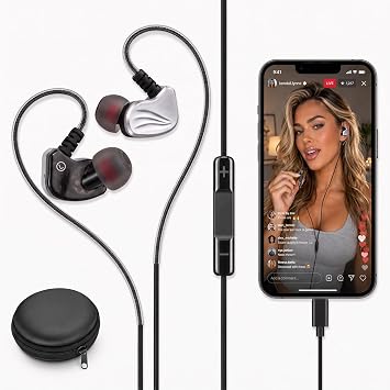 Online Karaoke Headset w/Mic & Voice Changer Sound Effects for TikTok Live | Real-time Monitoring, Plug & Play Earbuds for Streaming Singing Gaming, Beginner Friendly for Twitch YouTube Content Creators