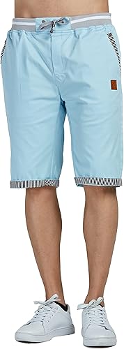 Miniatura 4 de Tansozer Pantalones cortos para hombre, estilo casual, ajuste clásico, con cordón y cintura elástica y bolsillos