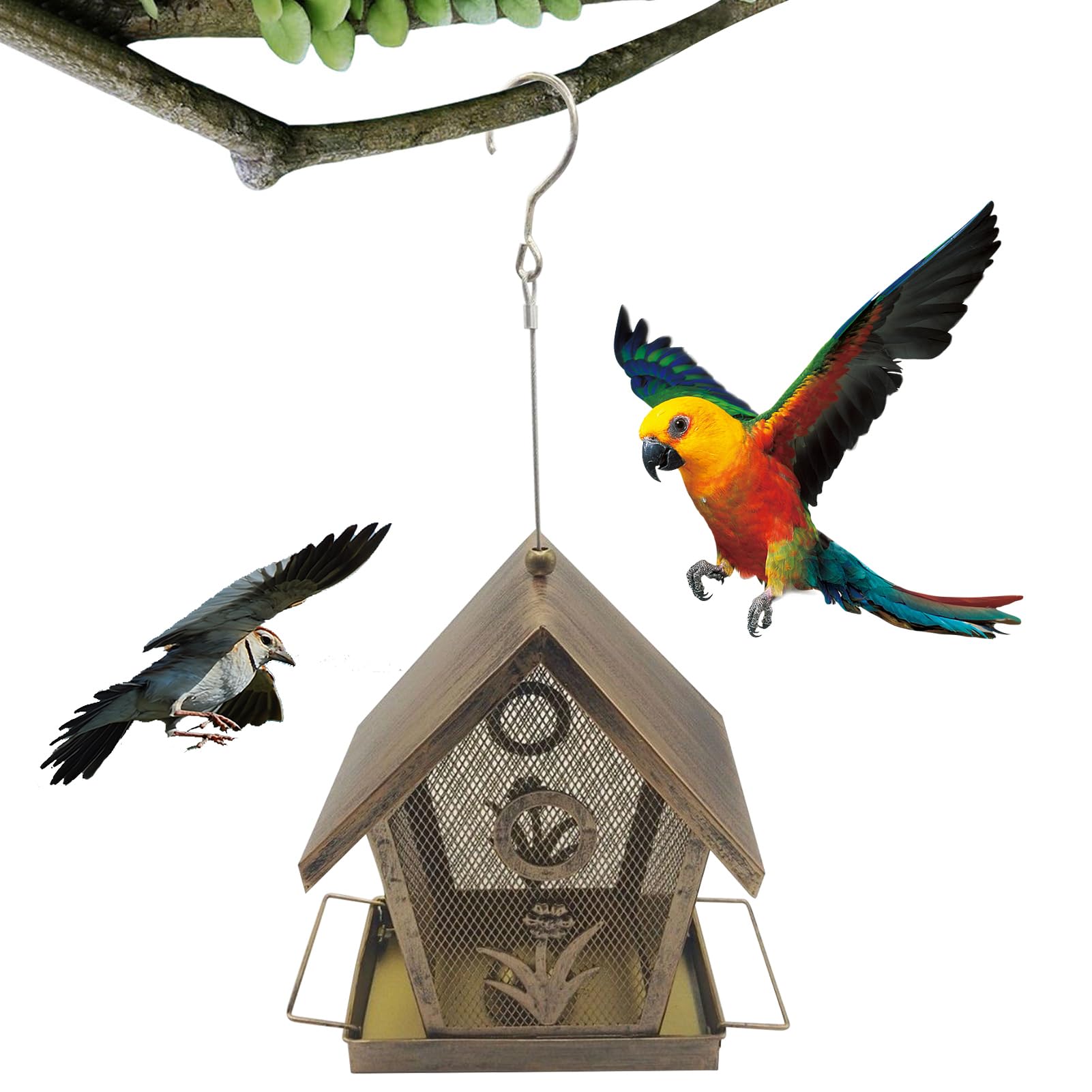 Mangeoires pour oiseaux anti-écureuils robuste en métal pour grand jardin