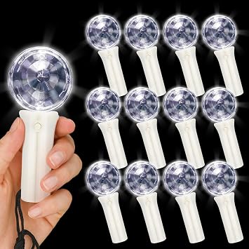 Baquler 12 Pcs LED Disco Ball Wand Flashing LED Light up Wand, White