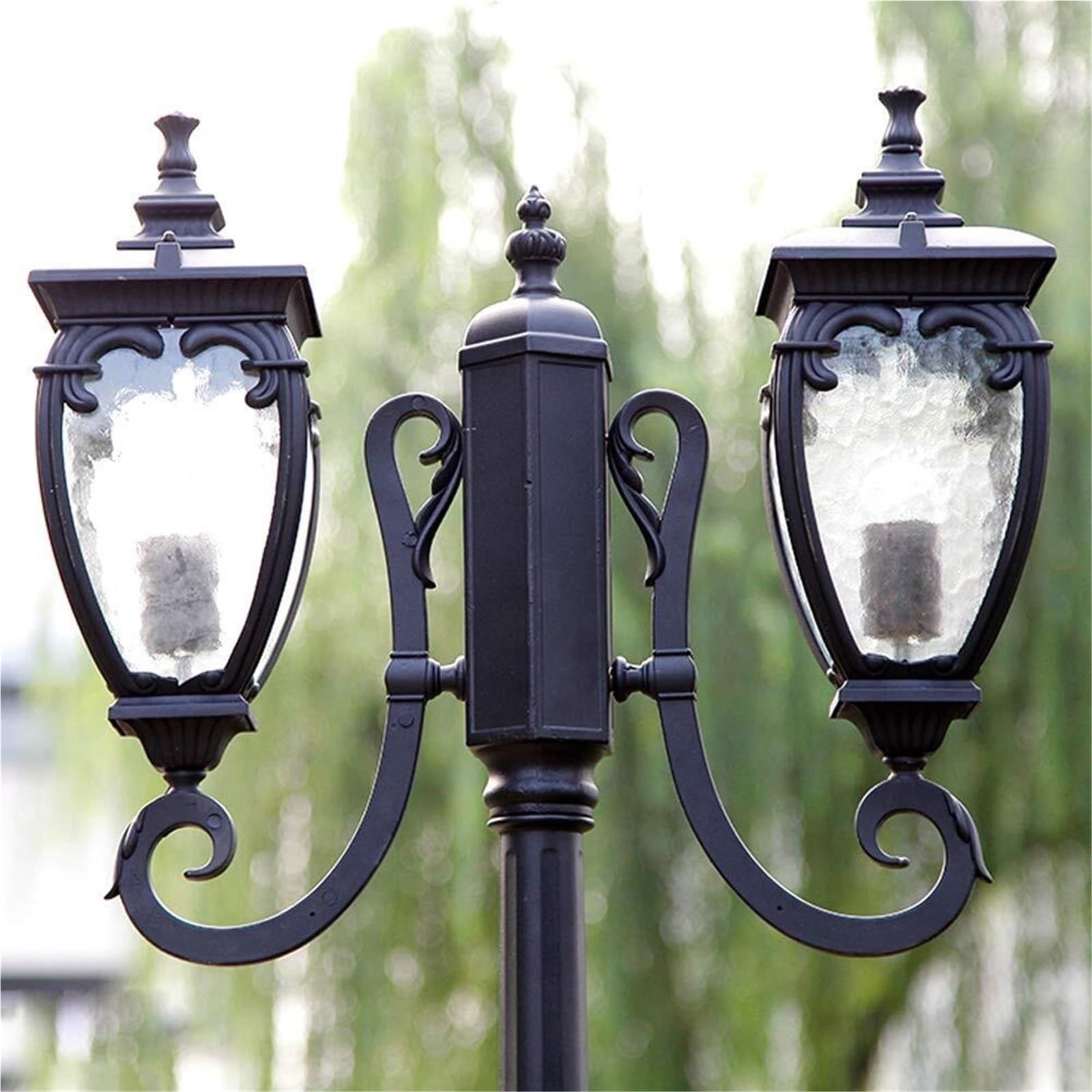Lampy Solarne Na Słupku, Zewnętrzne Lampy Na Słupku, 2-Punktowe Lampy Zewnętrzne Na Słupku, Wodoodporna Lampa Uliczna Ip56, Antykorozyjna, Aluminiowa, Wysoka Lampa N,One Color-Height 290cm