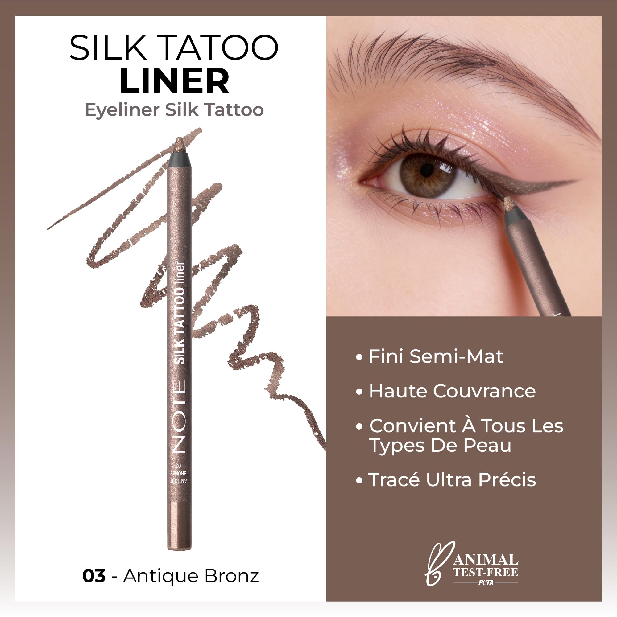 Note Cosmetics Silk Tattoo Liner Suya Dayanıklı İpeksi Jel Göz Kalemi - 03 Antique Bronze