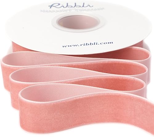 Miniatura 17 de Ribbli Cinta de terciopelo rojo oscuro de poliéster, carrete continuo de 5/8 pulgadas, cinta de Navidad para envolver regalos, ramos florales