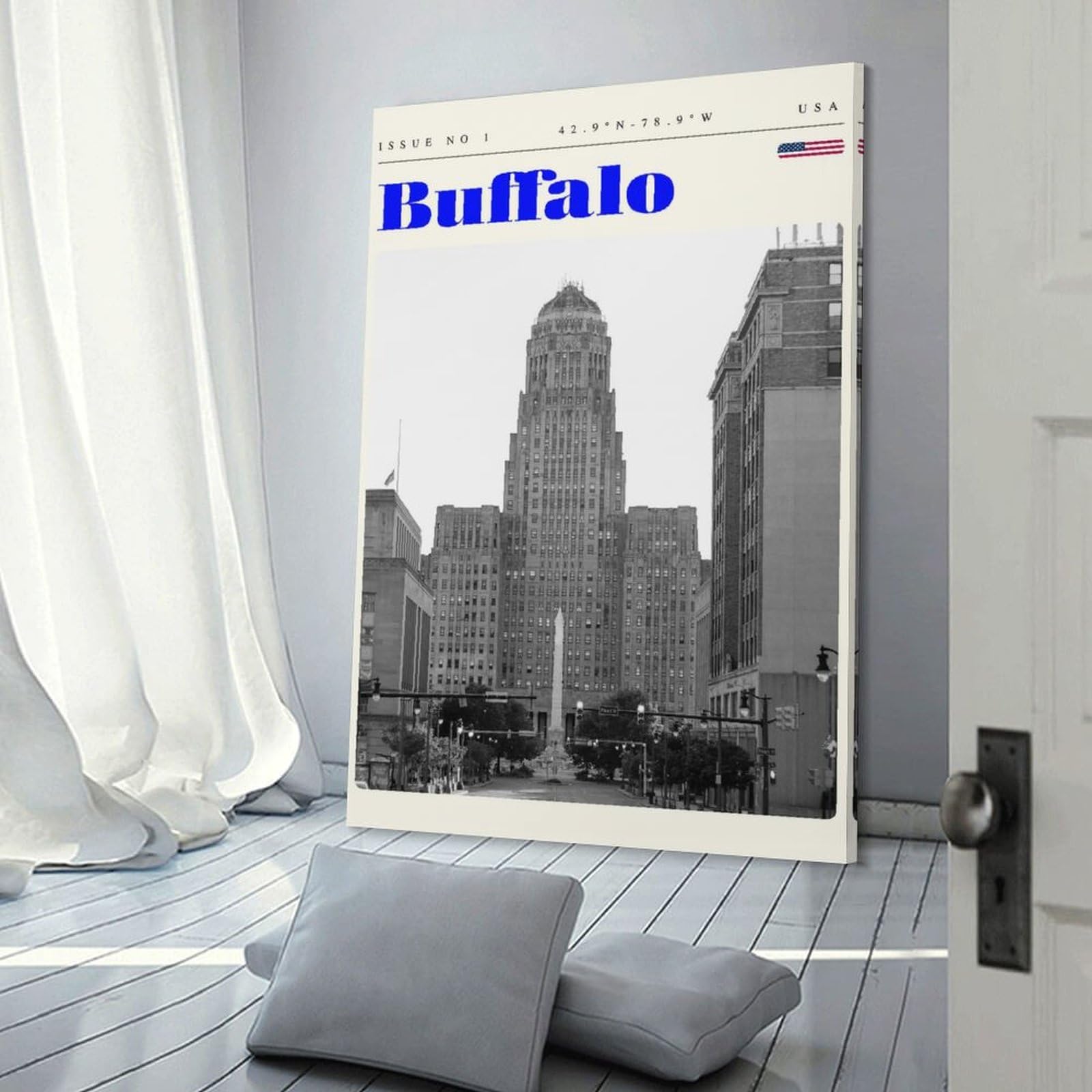 Junmoney Buffalo New York Travel Art Decorative Canvas Print 24x36inch(60x90cm), for Gallery Wall Layouts in Home Or Office, Home Wall Art for Statement Displays
