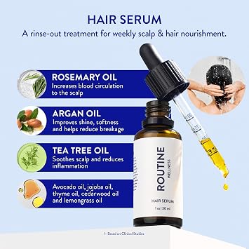 Routine Wellness Hair Oil for Thinning Hair Rosemary, Argan & Tea Tree Oils for Softer Hair, Frizz Control, Healthy Shine & Scalp Nourishment - 2 Pack