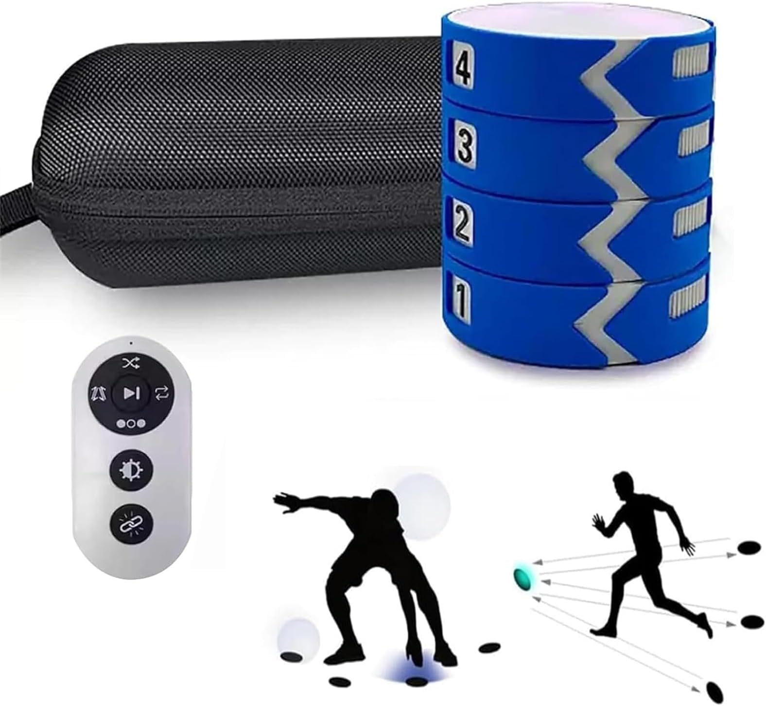 Reaction Training Light, Agile Reaction Speed Training Kit (with Remote Control), 4 Modes 4 Color Lights, 270° View, Agility and Reaction Time, for Coaches, Hand-Eye Coordination Training