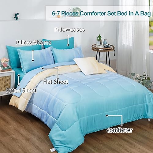 Miniatura 2 de Juego de edredón para niñas, tamaño individual, colorido juego de ropa de cama de 6 piezas en una bolsa para niños y niñas adolescentes (1 edredón,