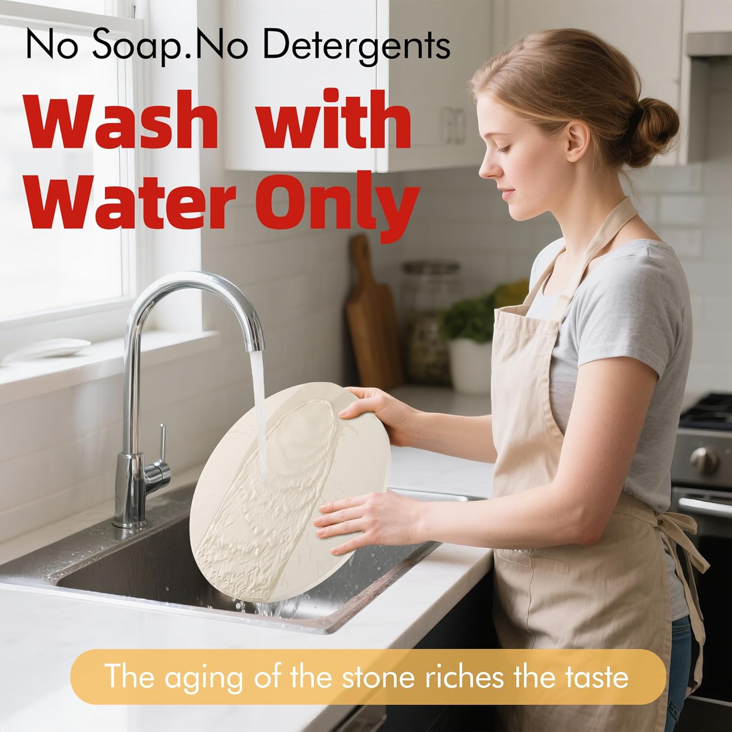 12" x 14.5" Pizza Peel+12" Round Pizza Stone for Large Oven, Pizza Spatula with Wood Handle