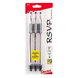 Pentel RSVP Ballpoint Pen, (0.7mm), Fine Line, Black Ink (BK90BP3A) (Pack of 1, 3 Count Total) – view 1