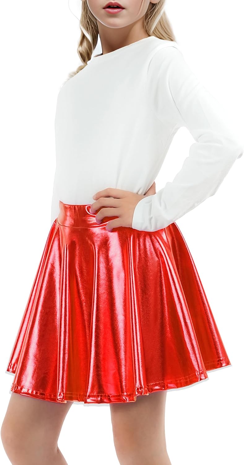 KEREDA Girls Metallic Skater Skirts Shiny Flared Holographic Skort - Image 5