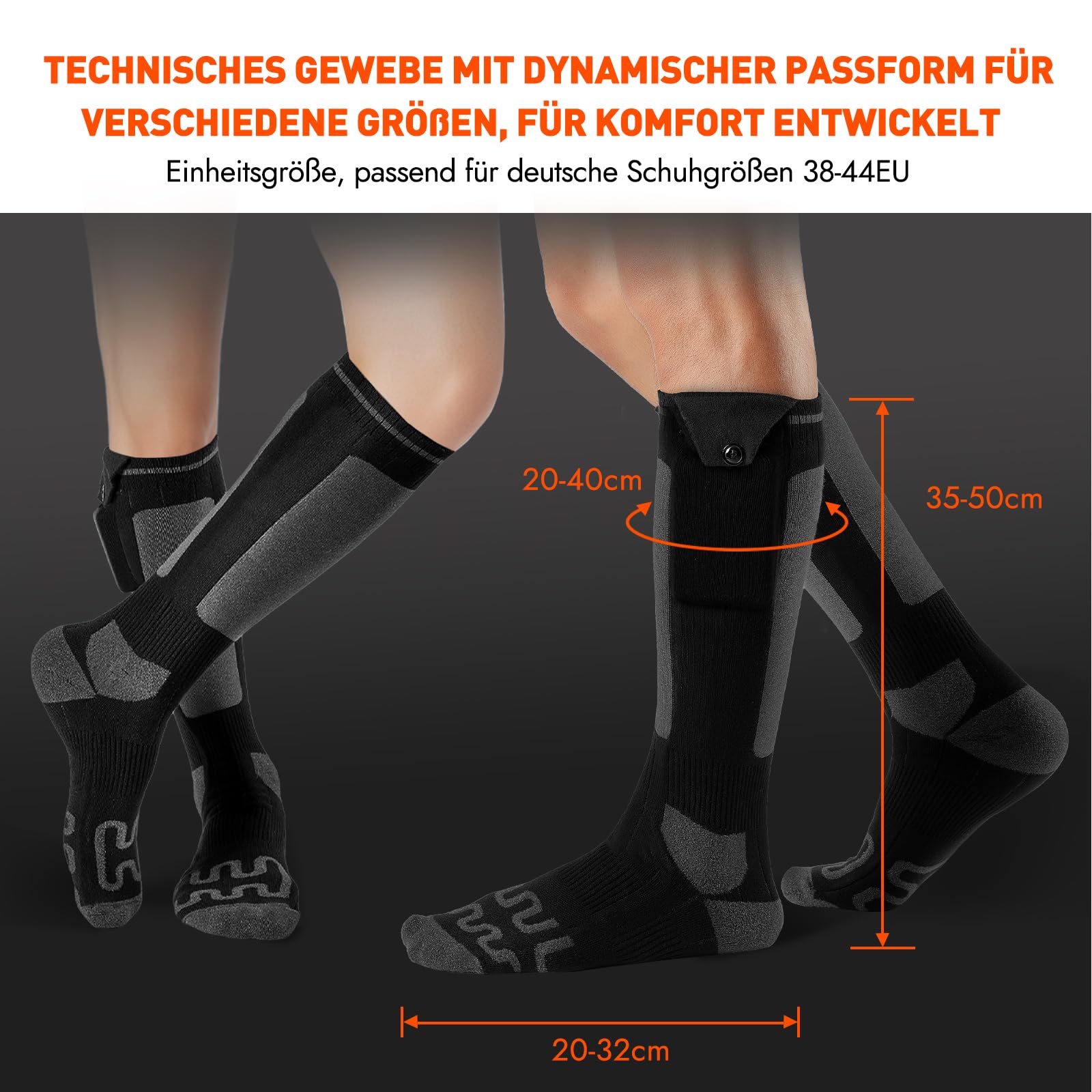 Beheizbare Socken, Beheizte Socken Damen Herren, die Lösung für kalte Zehen im Jahr 2024-5v 6000 mAh Wiederaufladbare Heizsocken für Skifahren, Outdoor, Camping, Wandern