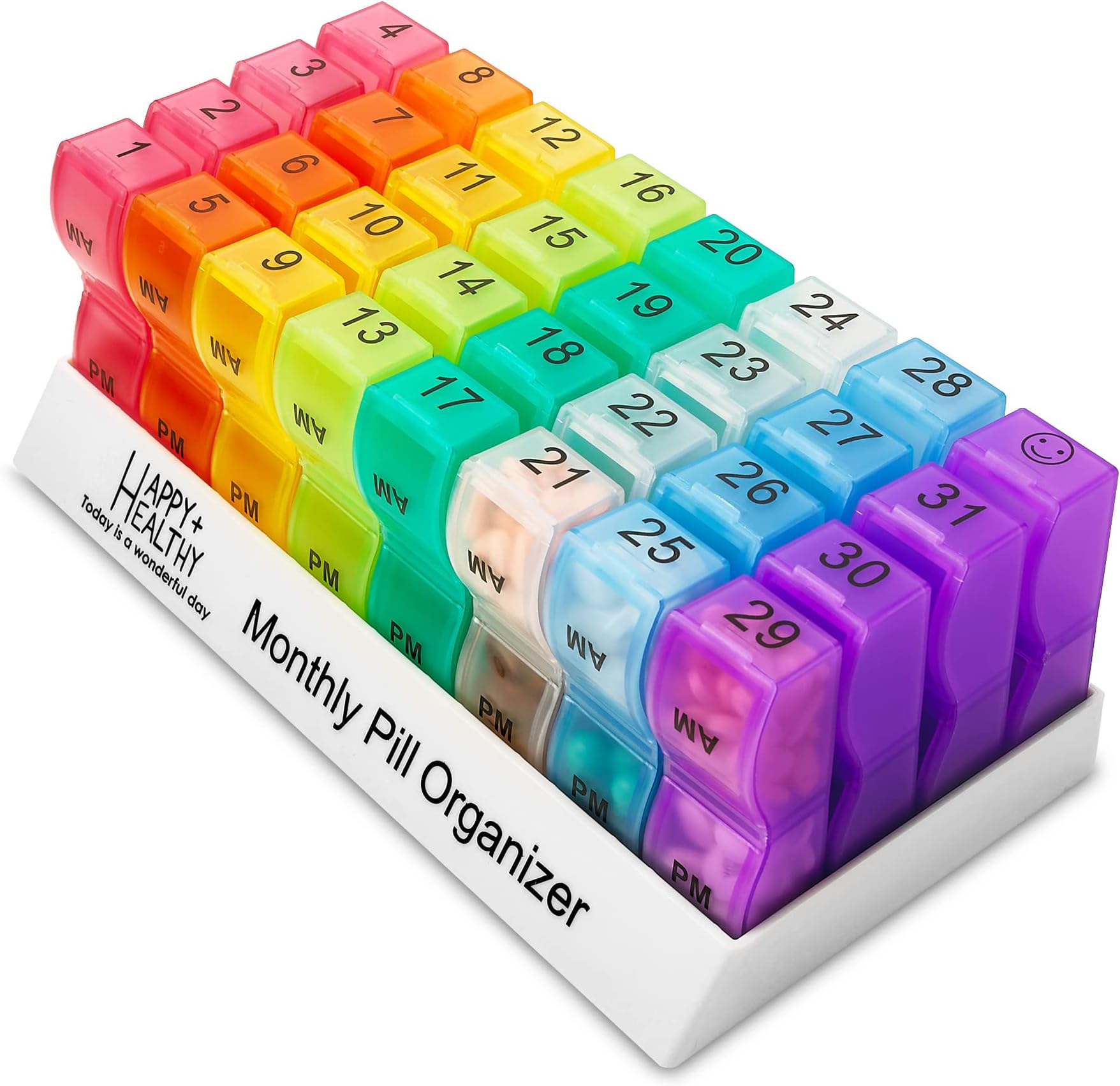 MEDca Monthly Pill Organizer Am/Pm Daily Pill Organizer 32 Compartments for Each Day, Pill Dispenser Dispenser Caddy That Helps You Organize Your Life, Perfect for Supplements MedicationMEDca