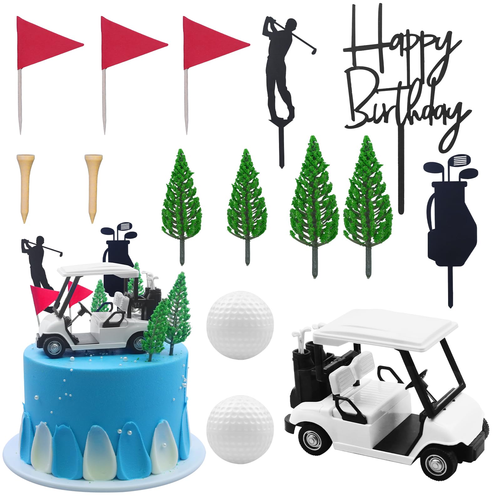 MEMOVAN 2026 New Golf Cake Decorations Golf Birthday Cake Toppers