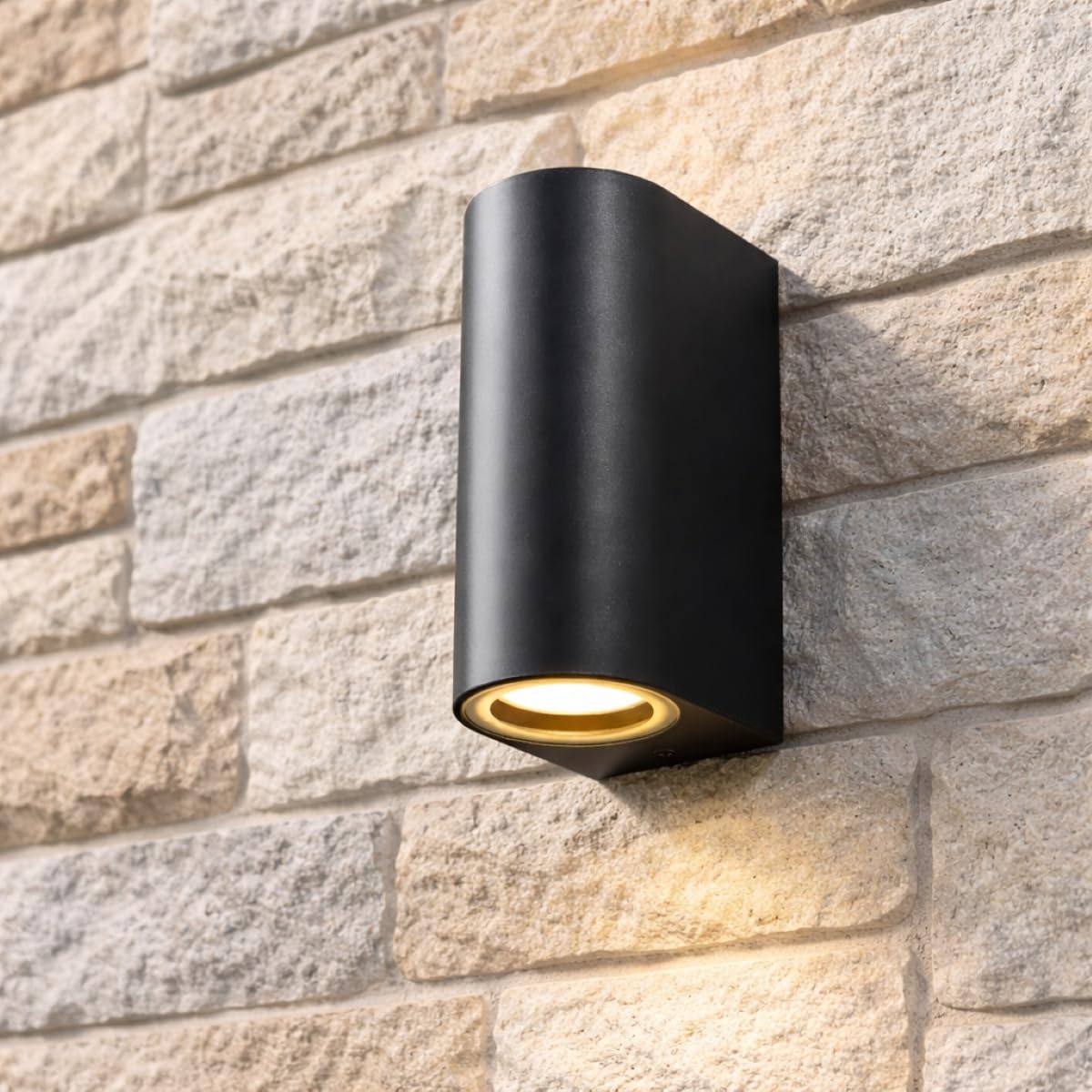 CGC Lighting Black Up Down Wall Light Curved Outdoor Garden Indoor Weatherproof Corrosion Resistant Outside Door Patio Terrace Lamp Rust Proof Coastal Exterior (Double Spotlight)