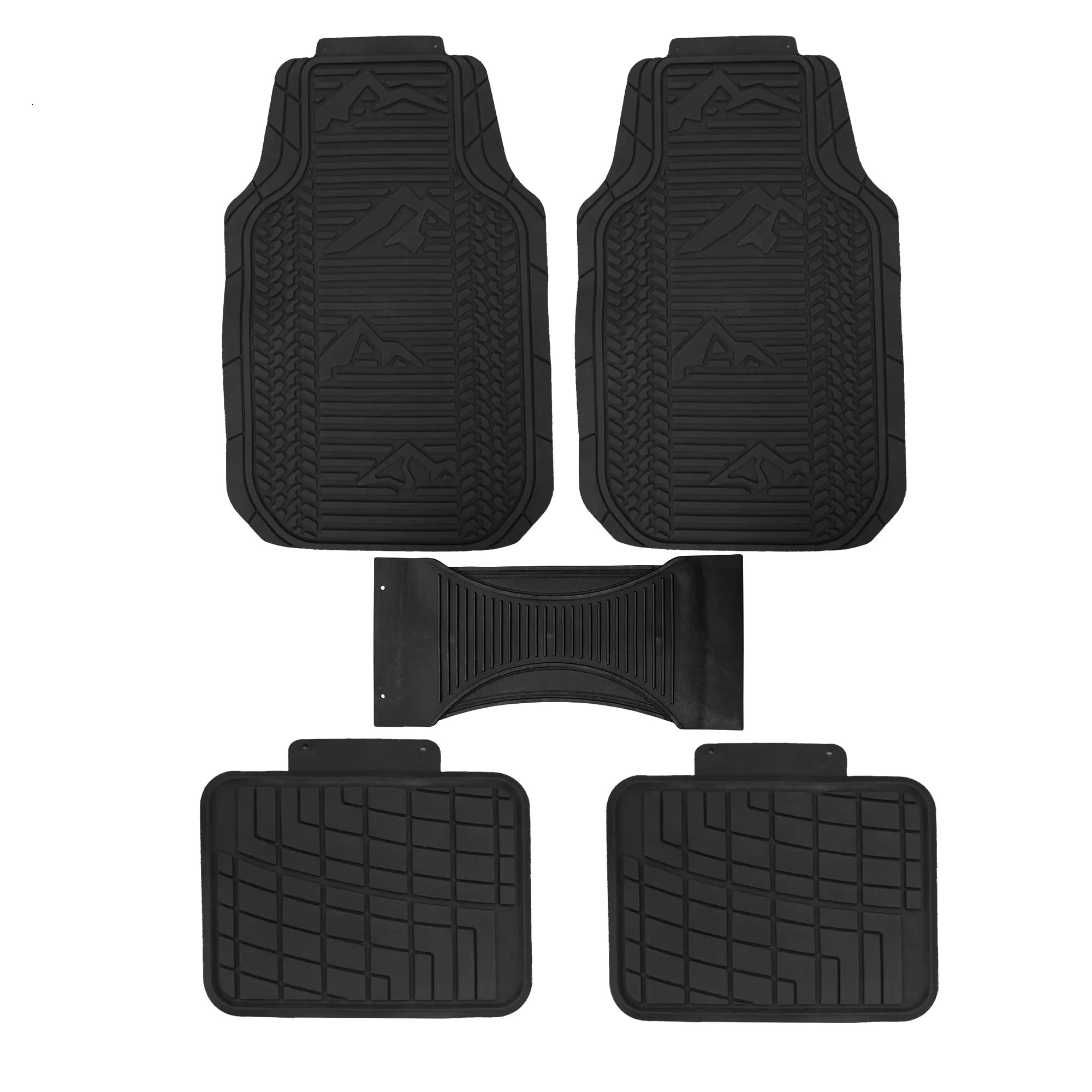 BYSONUniversal rubber floor mat PVC Car Mat anti slip – 5 Pcs Set – Black