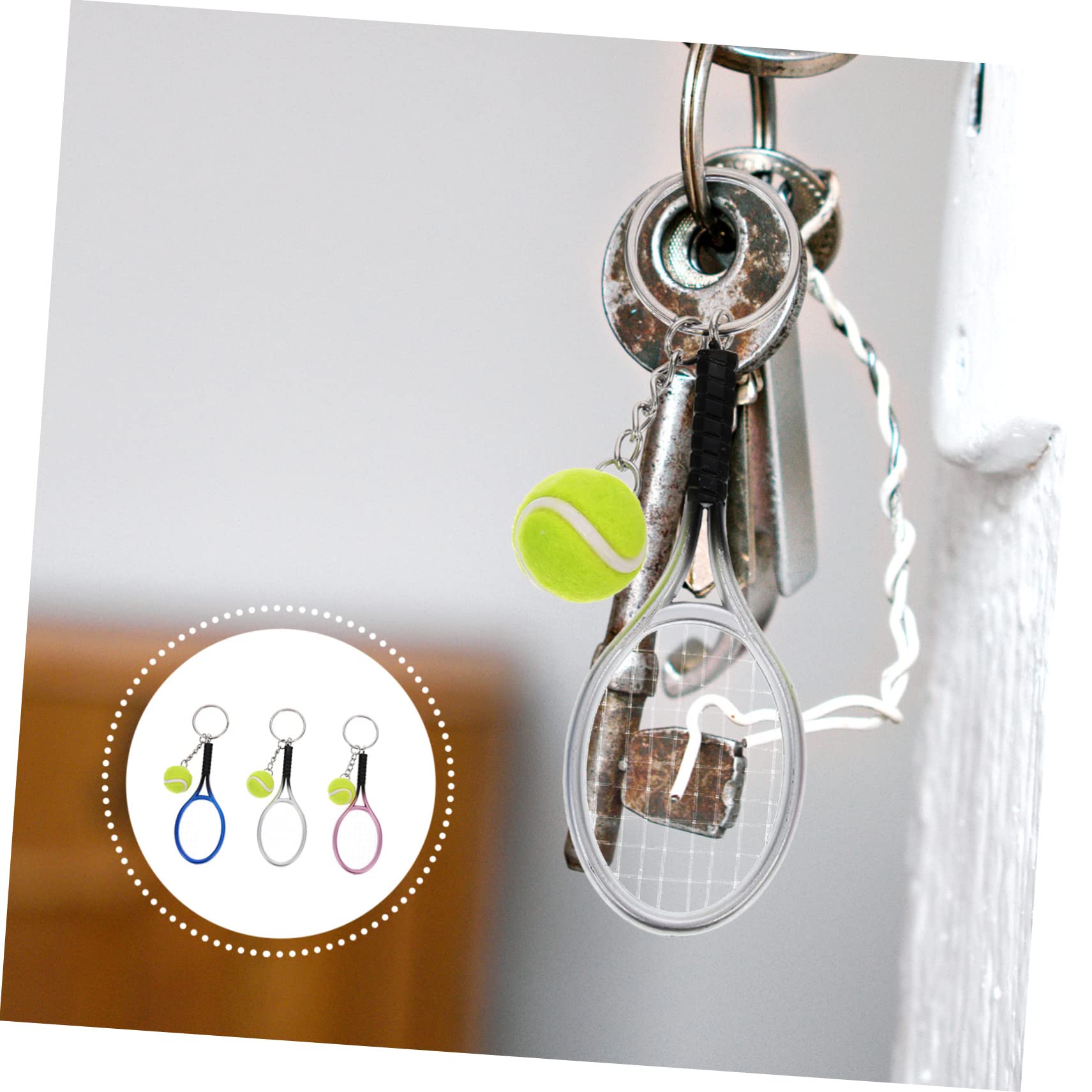 12 Piezas tenis llavero decoración del coche juguetes de baloncesto llaveros ornamento de tenis decorativo de multifunción mini decoraciones bolsas Accesorios