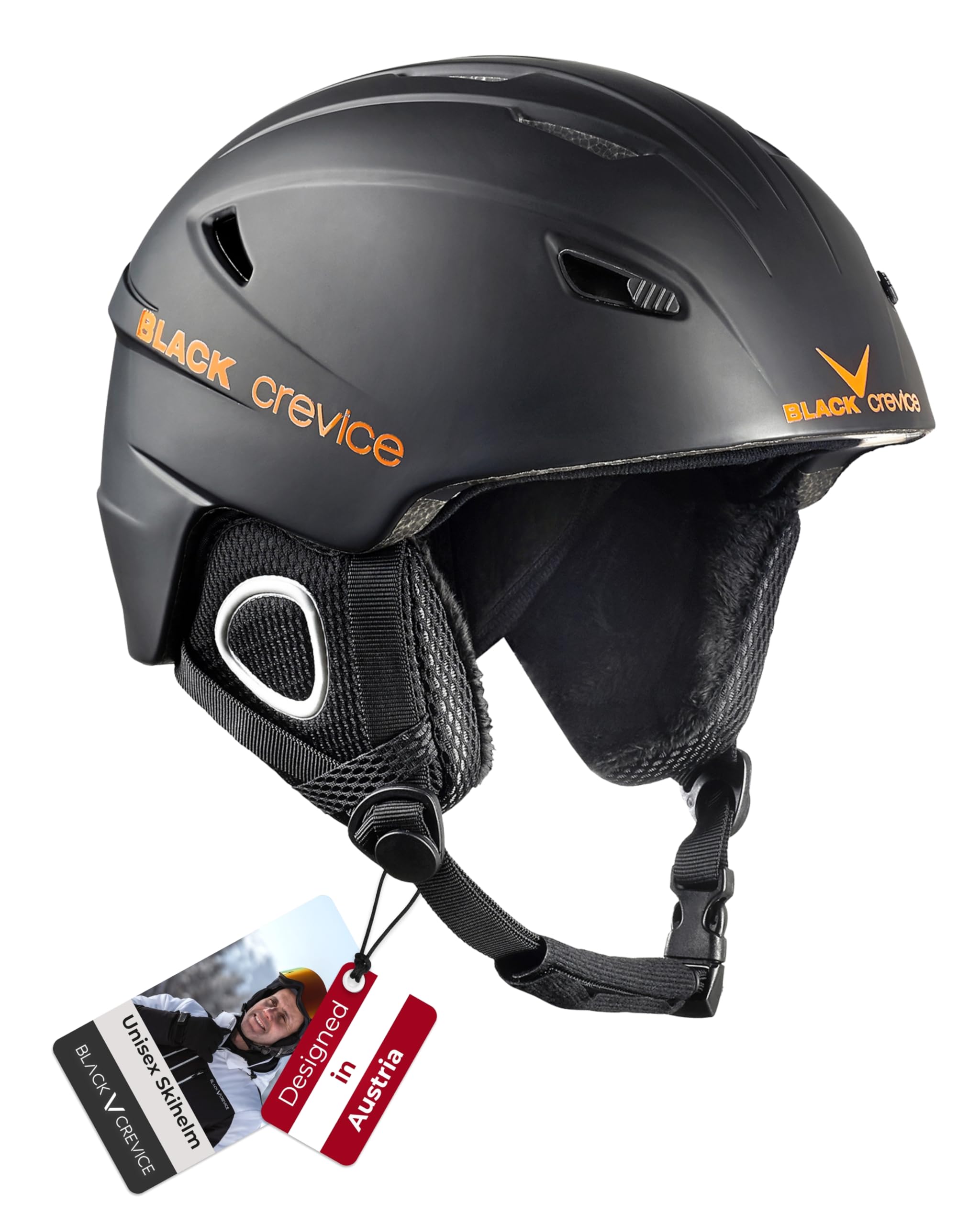 Black Crevice Skihelm Kitzbühel I Ski-Helm in sportlichem Design I Skihelm Herren & Damen I Skihelm aus Polycarbonat I Atmungsaktiver Ski-Helm I Größenverstellbar