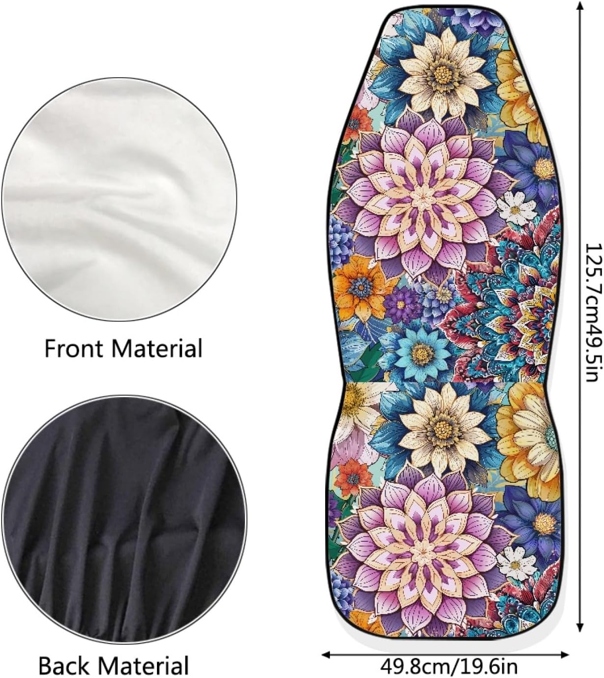 Boho Floral Blossoms Automobile Seat Cover Sets 2 Pcs, Front Seat Protector, Car Seat Protective Accessories Universal for Car Truck SUV
