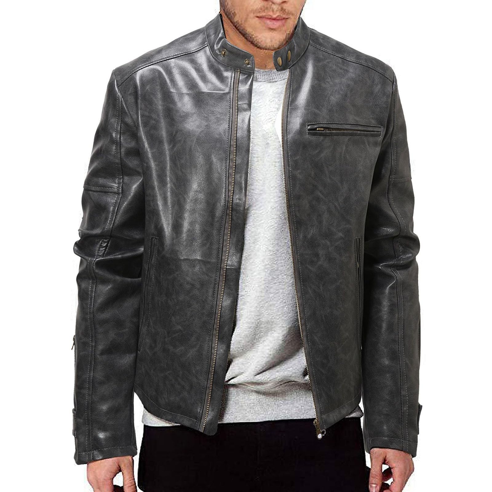 Veste pluie homme longue et imperméable en similicuir zippé - 7