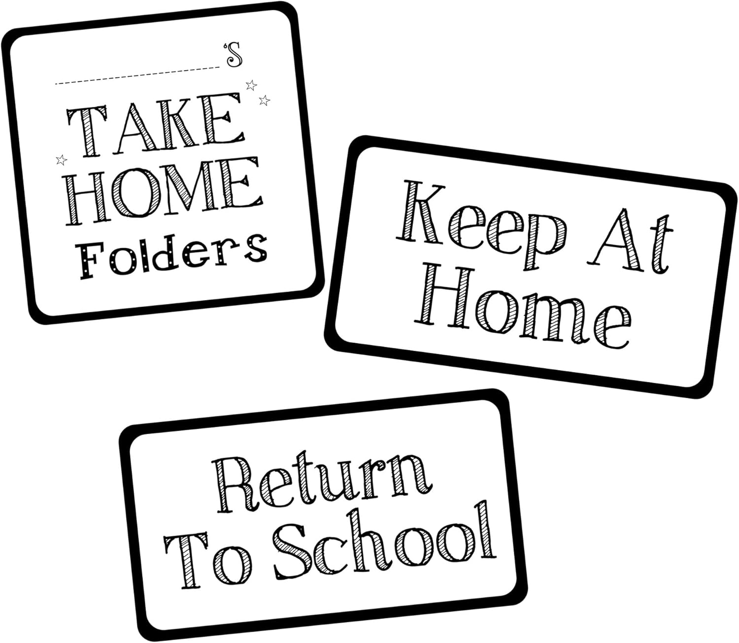 360pcs Student Homework Folder Labels Take Home & Return to School Stickers-Folder Decals for Office, Classroom Organization (Black)