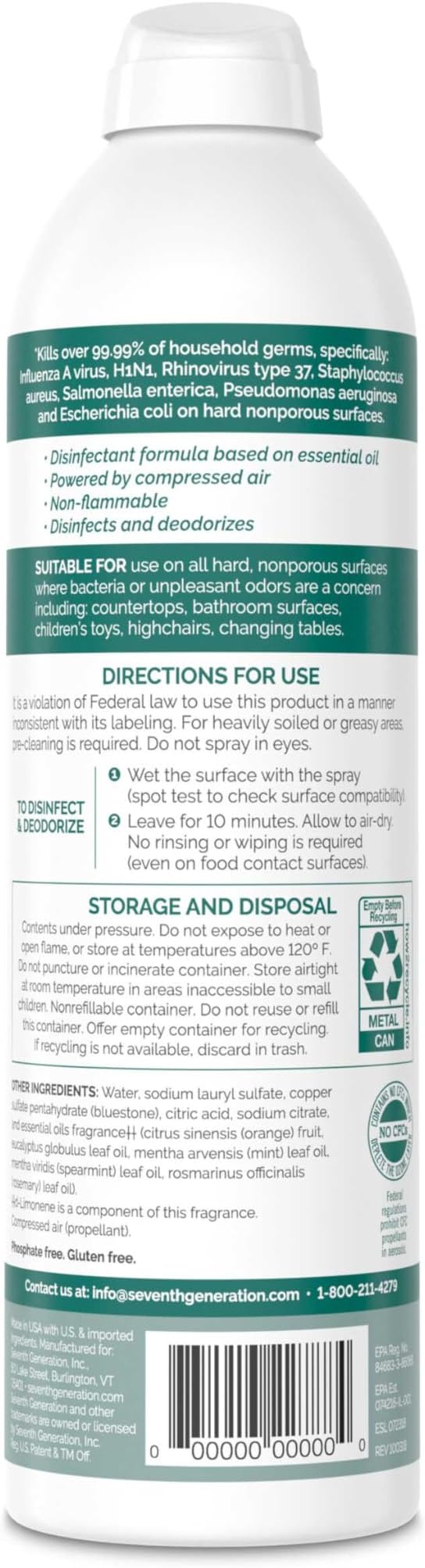 Disinfecting Spray Cleaner Eucalyptus and Thyme Disinfectant 13.9 oz, Pack of 8