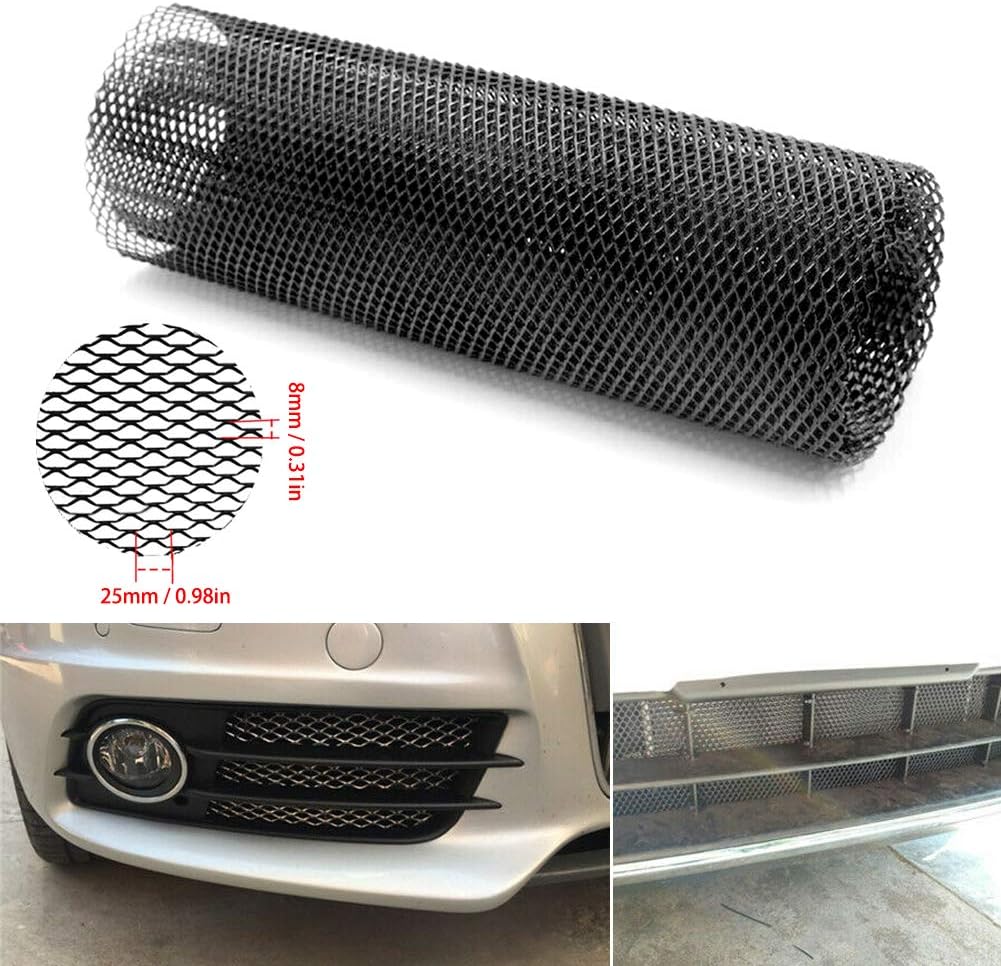 SUN123 Aluminum Mesh Grill Cover Car Bumper Fender Hood Vent Grille Net Universal Black