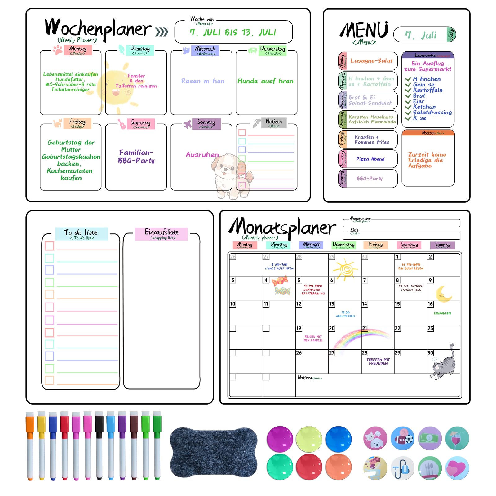 Pense Bete Calendrier Magnetique Frigo Cuisine Tableau D'affichage