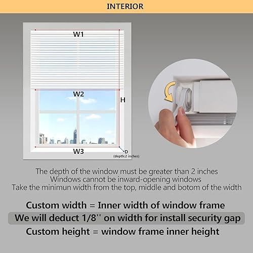 Miniatura 6 de ACMEART Persianas para ventana, sin herramientas, sin taladro, 1 pulgada, de aluminio, inalámbricas, venecianas, mini persianas para ventana y