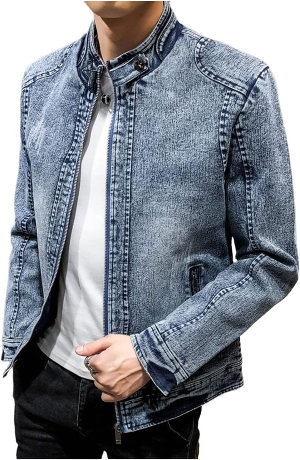 CBYBCRD Jean Jacket Denim Jacket Winter Plush Warm Denim Jacket Slimming Denim Jacket Men's Casual Denim(XL)