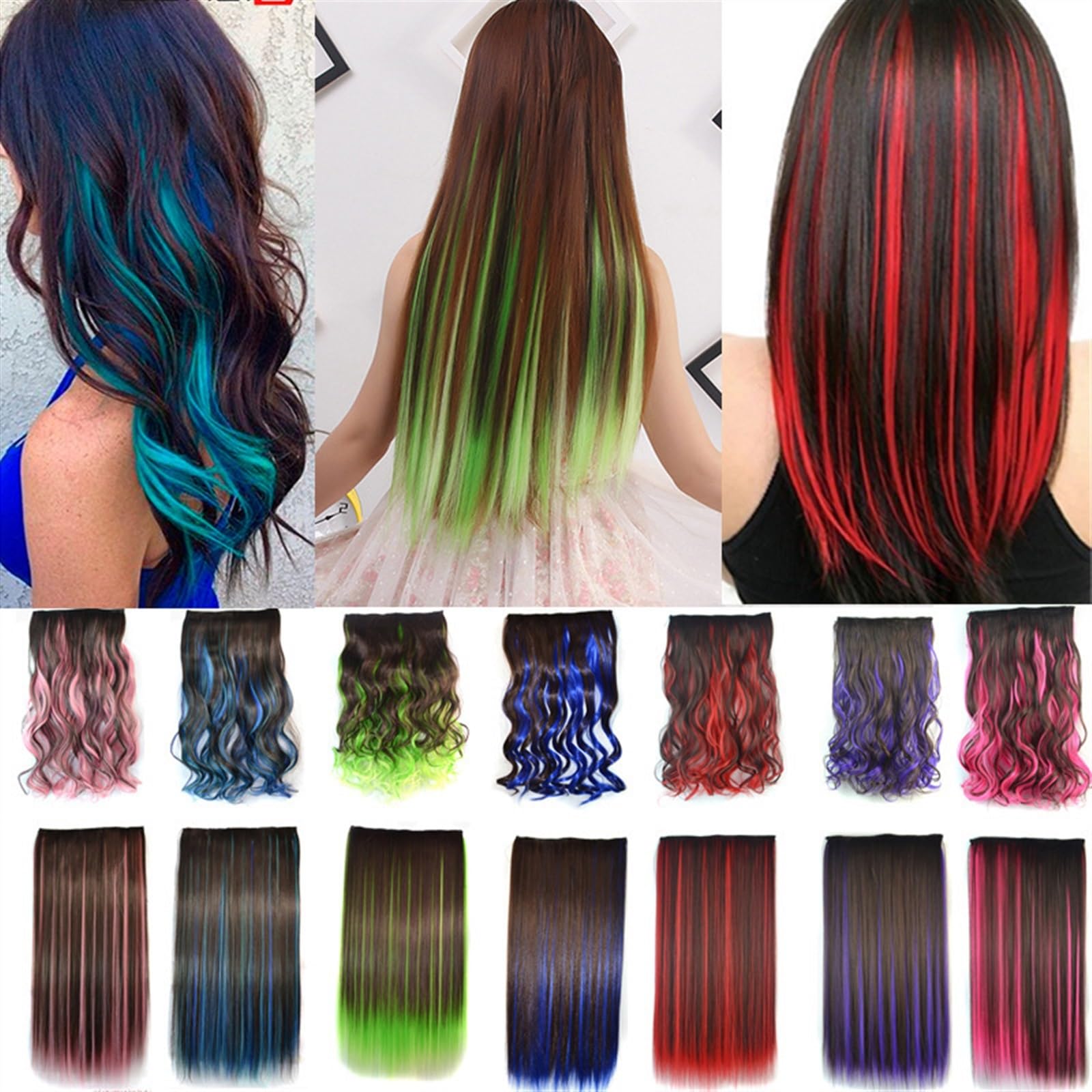 Amazon.com : Hair Extensions 22 inch Synthetic Clip On Hair 