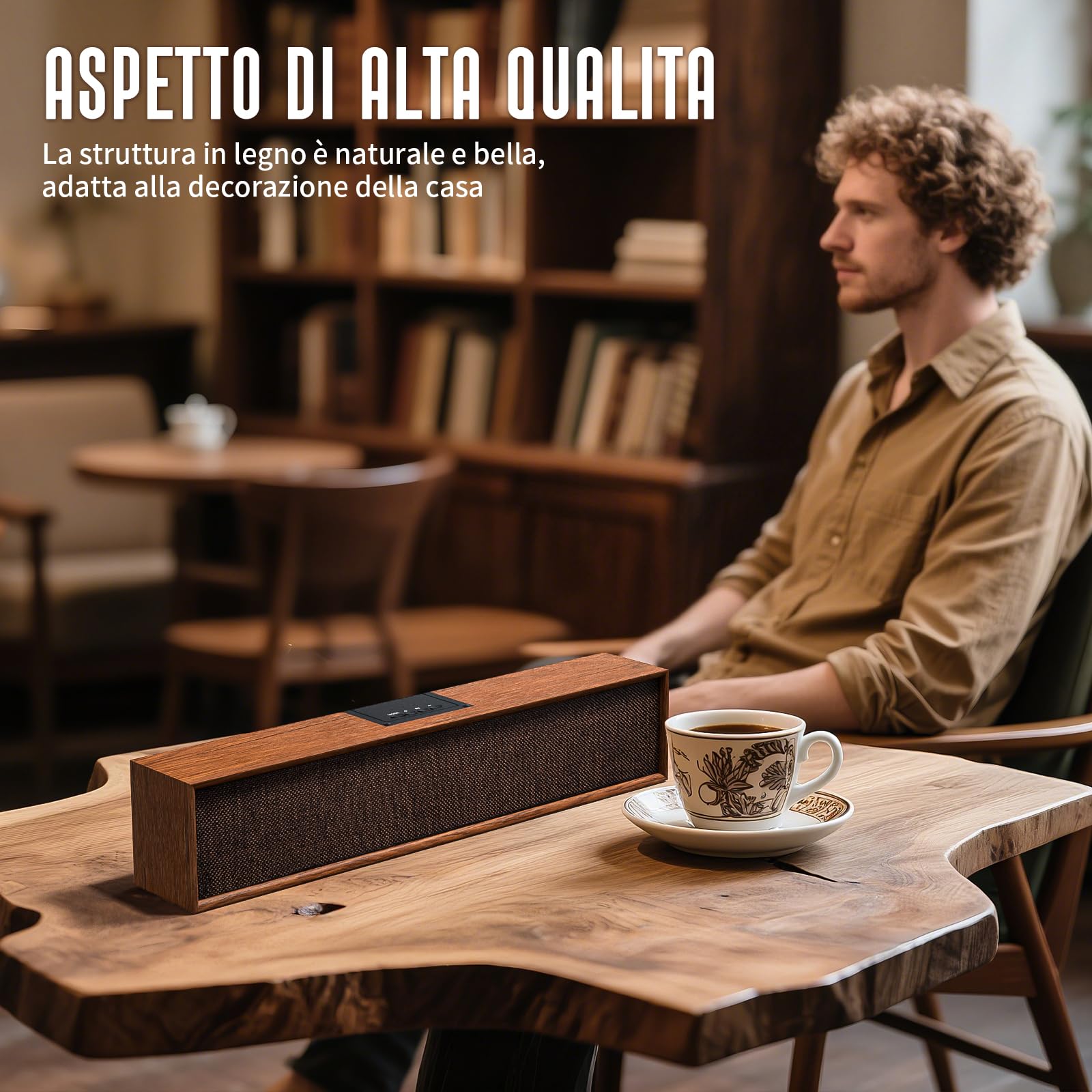 Altoparlanti per computer Bluetooth - Sound Bar in legno con connettività Bluetooth 5.3 e USB | Compatibilità universale per PC, desktop, laptop, monitor, tablet e smartphone