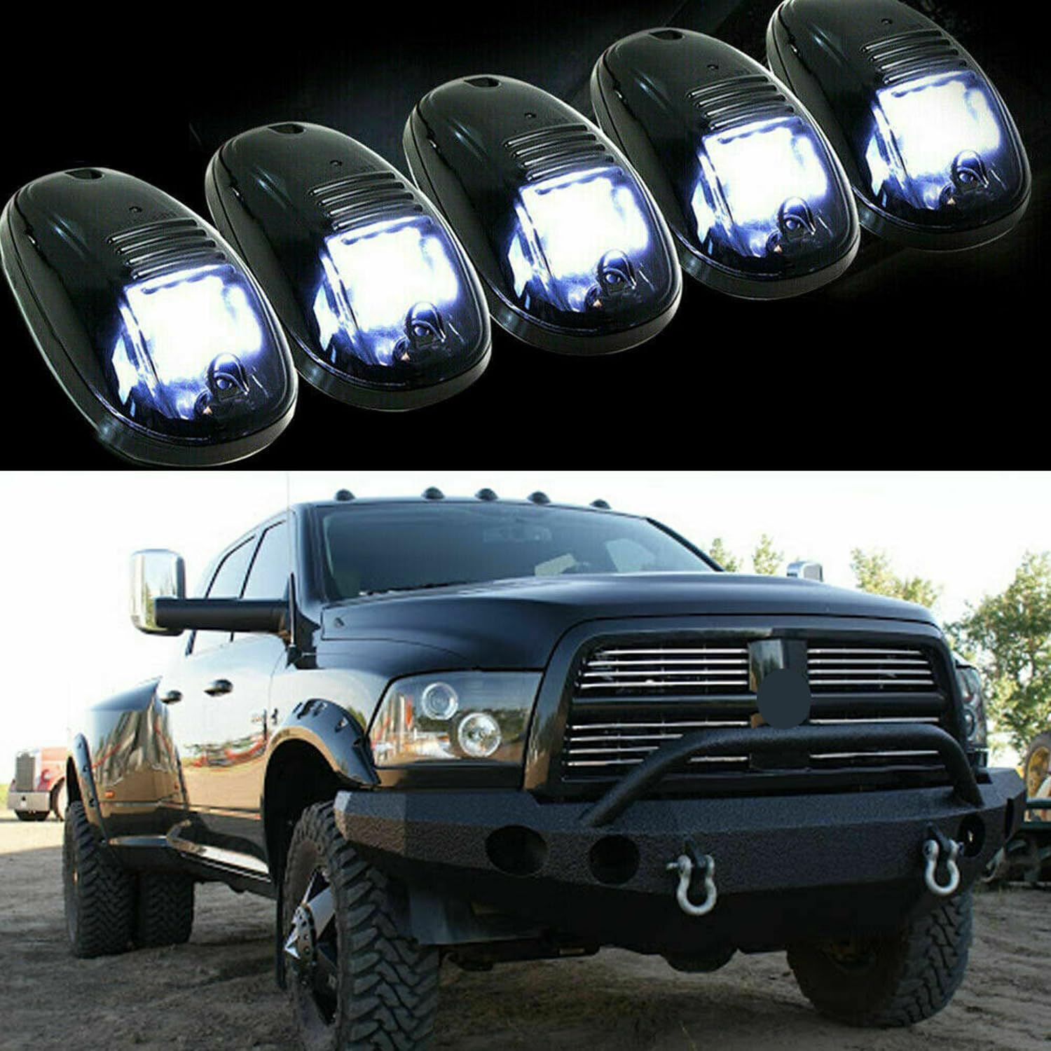 Riloer Rookcabine Daklichten, 5st 12LED Witte Daklichten Lichten 12V 24V Piranha Lamp voor Auto's Aanhangwagens Vrachtwagens