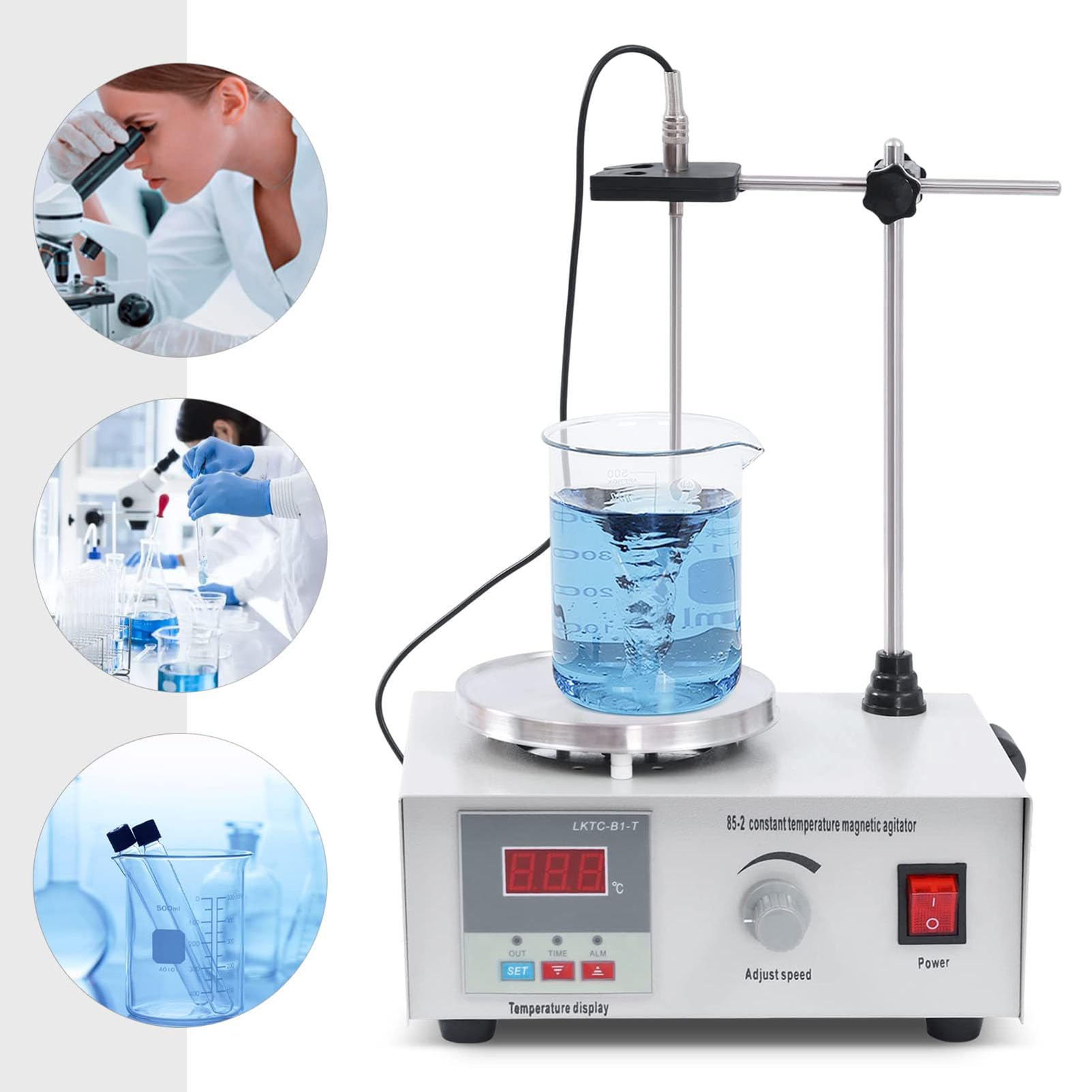 Agitatore Magnetico con Piastra riscaldante, agitatore Digitale con Piastra riscaldante, agitatore Magnetico con Display Digitale a LED per agitazione nella Ricerca scientifica Piastra