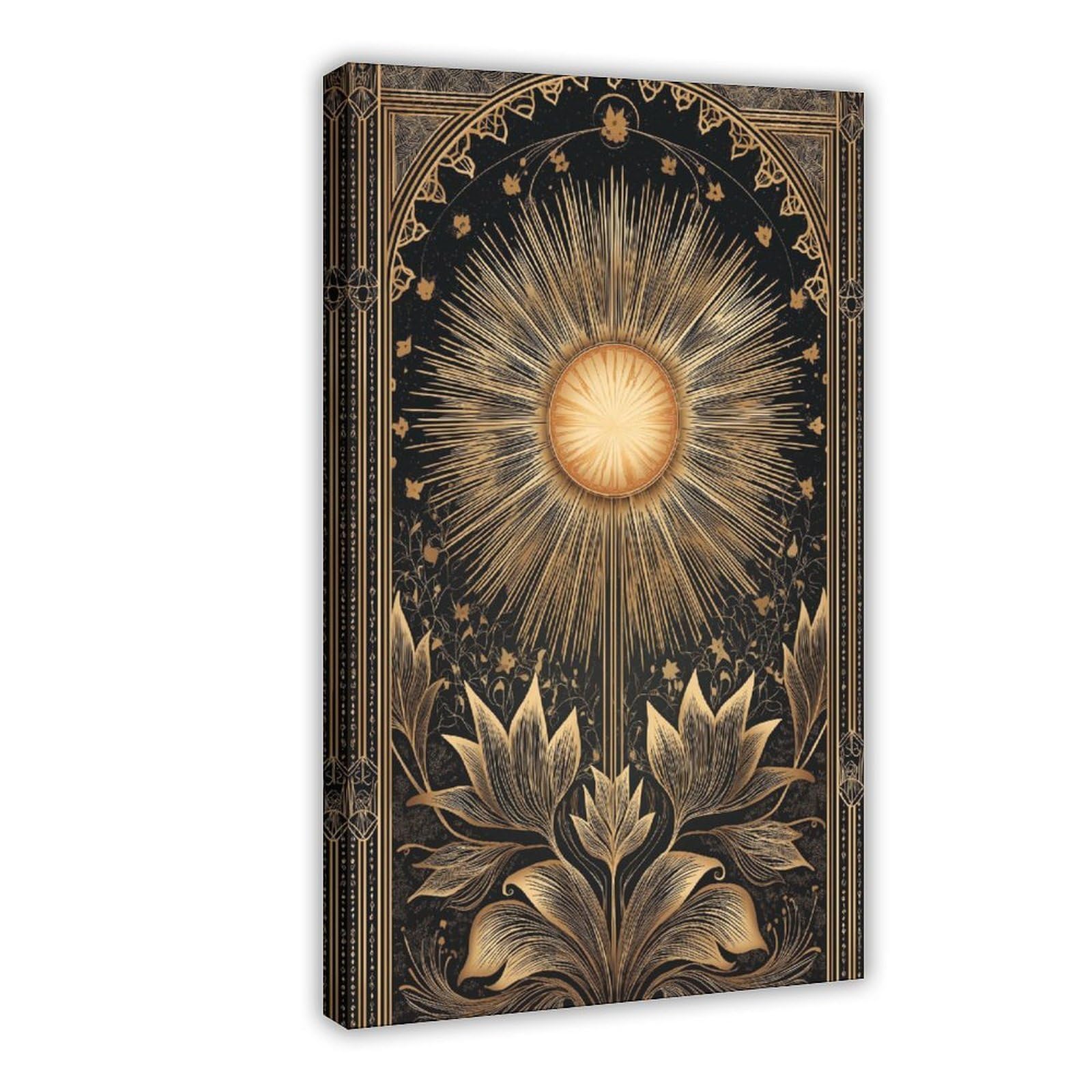 YWTJAX Gold Floral Poster Canvas Poster for Dorm Room Decor Gift